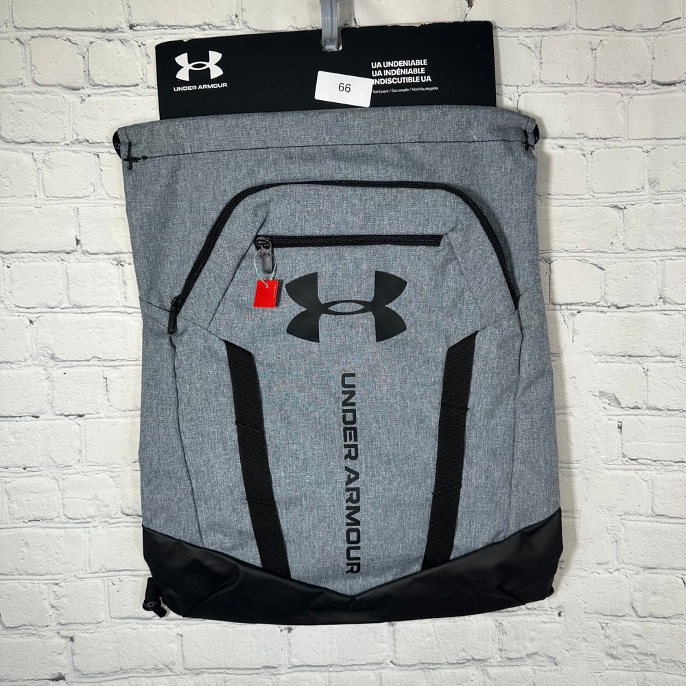 Under Armour Undeniable Sackpack Grey Black 20L UA Storm Drawstring Bag New